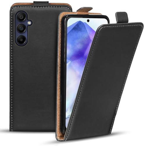 Verco Flip Cover für Samsung Galaxy A55 5G Case, Flipstyle Schutzhülle für Samsung A55 5G Hülle Tasche vertikal klappbare Handyhülle, Schwarz