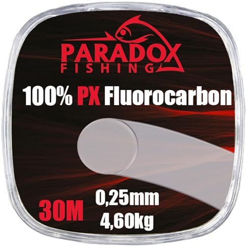 Paradox Fishing 100% PX Fluorocarbon Vorfach 30m 0,25mm - fluorocarbon Schnur- Quasi unsichtbar