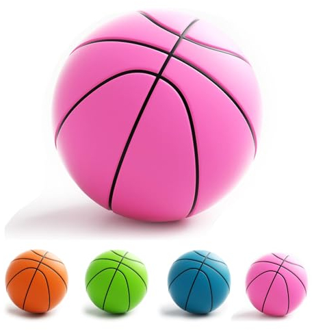 XehCaol Silent Basketball,24CM Schaumstoff Leiser Stiller Basketball Lautloser Leise Basketbälle Dribbling Indoor für Kinder Erwachsene (Pink)