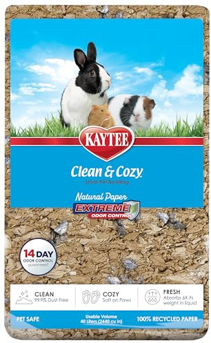 Kaytee Clean & Cozy Natural Paper with Extreme Odor Control Bedding, Made with 100% Recycled Paper