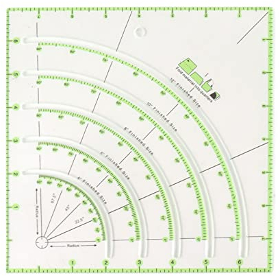 plplaaoo Kreis-Schablone, Nähvorlagen, Acryl-Quilt-Lineal, Großes Acryl-Quilt-Lineal, Multifunktional, Klare Bögen, Fächer, Quilt-Kreisschneider, Lineal Für Patchwork, Nähen, Bastelwerkzeug(20.3 cm)