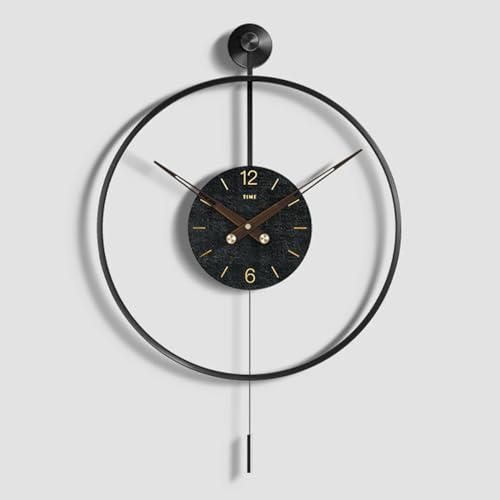 Esteopt 20 Zoll große Wanduhr - Modernes klassisches Design, lautloses Quarzwerk, Metallic-Schwarz, 50 cm Durchmesser x 57 cm Länge