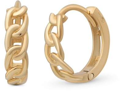 SuzanGold® Curb Huggies Ohrringe | Echtgold Creolen für Damen aus recyceltem Massivgold | Nachhaltig & Handgefertigt | Luxuriös & modern