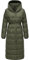 Ragwear Damen Wintermantel Warmer Steppmantel lang mit Kapuze Niara Long YOUMODO Dark Olive Gr. S