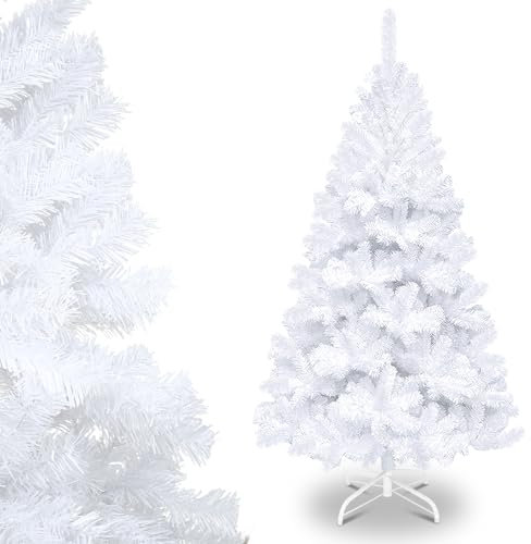 ISOISL Weiß Künstlicher Weihnachtsbaum 210cm mit Metallständer Material PVC,unechter Tannenbaum mit 900 Spitzen, eine weihnachtliche Atmosphäre zu schaffen.