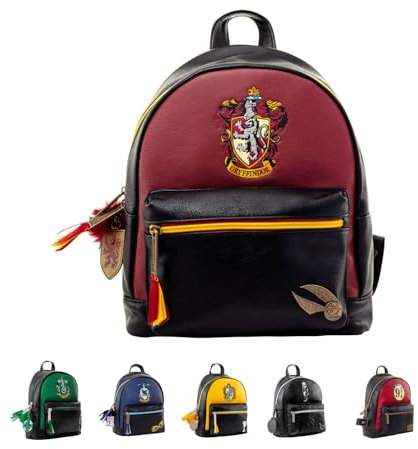 Pyramid International Harry Potter (Gryffindor) modischer Rucksack – luxuriöses Kunstleder, einzigartiges Futter, passendes Reißverschluss-Zubehör, Innen- und Außentaschen, geräumig und ikonisch