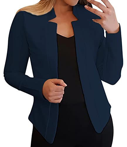 NaLatia Femme Business Slim Fit Veste de Costume Élégant Manches Longues Femmes Couleur Unie Courte Un Bouton Cardigan Bureau Affaires OL Veste de Tailleur de Soiree Automne avec Poche