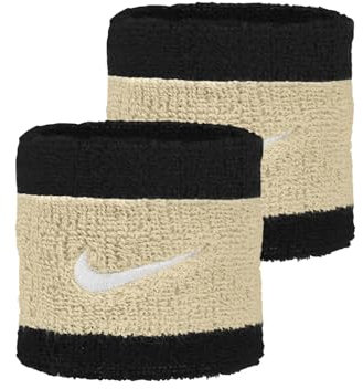 Nike Swoosh Writbands Coppia Polsini Tergisudore Tennis Spugna (BLACK/TEAM GOLD/WHITE)