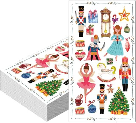 Christmas Napkins Serviettes Disposable 40x33cm,20Pcs Xmas Serviette Napkin,Christmas Decor Nutcracker Tissue Cocktail Dessert Dinner Napkins for Kids Christmas Party Paper Napkin Table Decorations