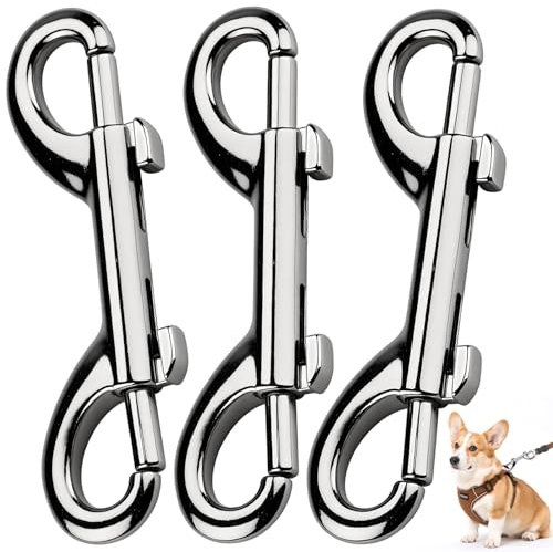 TXXATX Mosquetón Doble Aleación de Zinc Gancho de Doble Extremo 3 Piezas Mosquetones Plata Broche de Perno Mosquetón de Cadena para Conexiones Cuerda Correas Perro Llavero