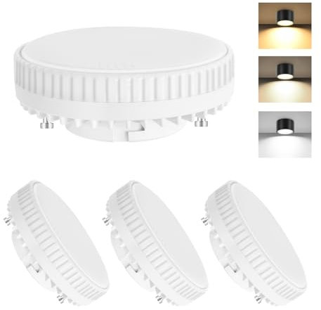 GeyouLux GX53 LED Warmweiß Leuchtmittel, 3CCT LED Lampe Ersetzt 60W Halogen,7W 800LM CRI>80, 3000K/4500K/6500K Led GX53 Einbauleuchten für Küche, Wohnzimmer, Büro,Nicht dimmbar, 4er Pack