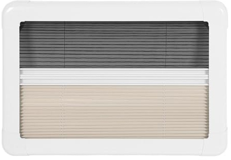 KIMISS RV Gefaltes Innenschattenschatten, 30 X 22 Zoll, Schwarzes Netz für Anhänger, Wohnwagen, Wohnmobil mit Weißem Rahmen, Khaki Blackout -Schatten