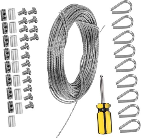 iplusmile 1Satz Drahtseil Kauschen Einstellbares Seilsystem Für Vorhänge Gartenzäune Und Lampen Sämtlicher Zubehörteile Zur Einfachen Installation