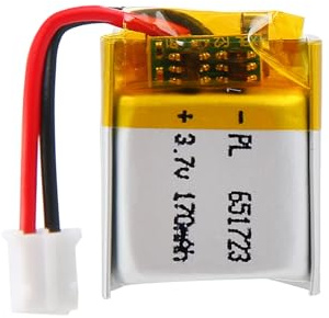 LiPo Akku 3,7V 170mAh 651723 mit JST-Kabel – Wiederaufladbarer Lithium Polymer Akku für Bluetooth-Lautsprecher, DIY-Projekte und Elektronikgeräte