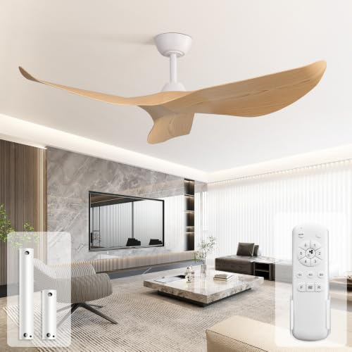 Sofucor 132 cm Ventilatore da Soffitto Senza Luce, Telecomando