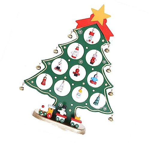 Veemoon Mini Árbol De Navidad De Madera Original para Decoración De Mesa - Adorno Navideño Escritorio y Fiesta Verde