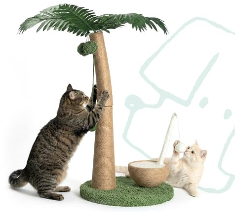 POMESEA Rascador de gato de coco - Diseño de paja de frutas, grande