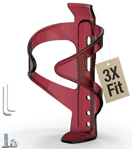 MYFOREST Bike Water Bottle Holder Kit for Metal Bottles, Optimized Size | 3 Mounting Sets, Larger Size for Larger Bottles like Camelbak, Universal Fit Too, with All Tools, 'Translucent Red, L'