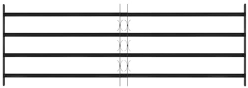 Mokuyary Fenstergitter schwarz 175 x 60 cm Stahl pulverbeschichtet Schutzgitter für Balkon, Erdgeschoss, Kellerfenster