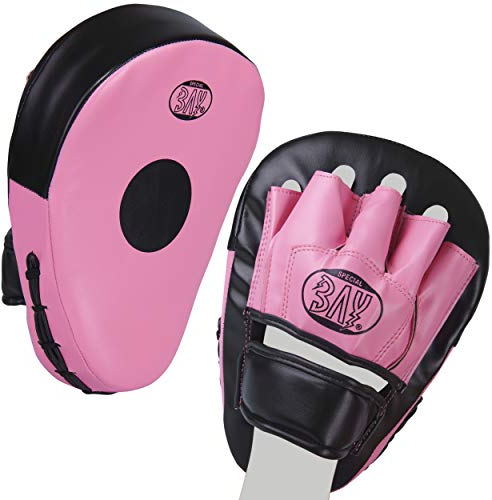BAY® PINK i can... LEDER-PU ERGO Pratzen ROSA, Handpratzen, vorgekrümmt, 2 Stück, schwarz, Pratzen, krumm, 2 Stück, Schlagpolster Girl Lady Frauen Damen Mädchen Kinder Schlagkissen Trainerpratzen Schlagpratzen Schlagmitts Mitt Mitts Coachingpratzen Kickboxen Karate Taekwondo Muay Thai Thaiboxen Tae Kwon Do Handschlagpolster 2er Set