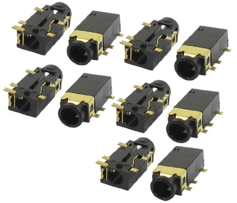 sourcing map 10 Pcs 6 Pin 3.5mm Headphone Stereo Jack PCB Panel Mount Connector