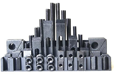 KATSU 58PCs Set di Pinze di Serraggio Scanalatura a T M12 Metrica Precisione per Ingegneria Tornio CNC Macchine da Taglio per Metalli Strumento per Stampi 402216