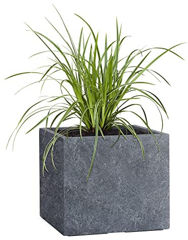 Pflanzwerk® Pot de Fleur Fibre de Verre Cube XXL Lava Anthracite 53x65x65cm *Jardinière antigel* *Protection UV* *Qualité européenne*