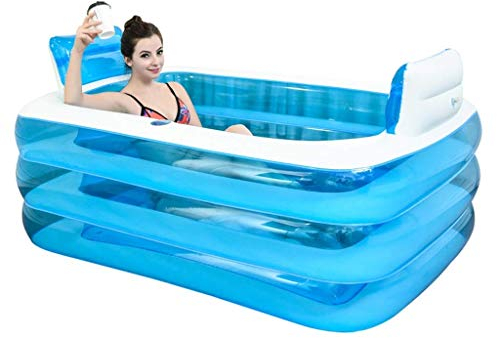Piscinas hinchables Bañera Inflable Bañera De Hidromasaje Bañera para Adultos Curados Barril De Baño De Playa Bañera Doble Bañera Plegable PVC + Bomba De Pie zaqiming