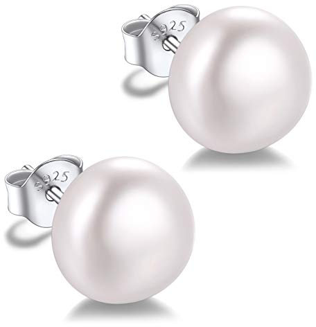 Silvora Orecchini Clip da Donna Bianco Perle d'Acqua Dolce Perla 925 Sterling Orecchini Barocchi Perla 4/6/8/10 mm Gioielli Regalo Mamma Ragazza Fidanzata Festa della Mamma