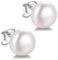 Silvora Klassische Perlen Ohrstecker 10mm Button Weiß Süßwasser Zuchtperlen für Damen S925 Silber Perlenohrstecker mit Echten Perlen