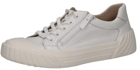 CAPRICE Damen Sneaker flach aus Leder mit Reißverschluss, Weiß (White Softnap.), 41 EU