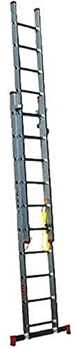 Homelux 825027 Escalera Aluminio Doble, 4 + 4 m, 2 x 15 Peldaños, 17.25 kg
