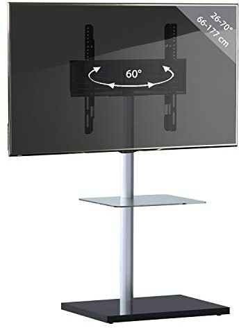 VCM TV Standfuß mit Zwischenboden |Ständer Fernseh Rack | Maße ca. H. 100 x B. 60 x T. 45 cm - Nalano Schwarz