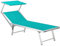 Totò Piccinni Salento Lettino Prendisole Pieghevole in Alluminio con TETTUCCIO mare spiaggia piscina giardino (Blu Tiffany)