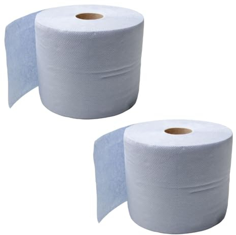 6x Alfa blaue saugstarke Papierrolle 500 Tücher (3-lagig) perforierte Papiertücher | Putztuchrolle für Industrie, Werkstatt, Baustelle und Haushalt