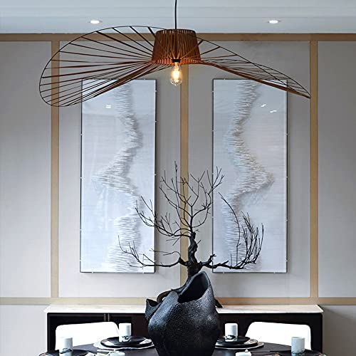 Hängeleuchte Vintage Wohnzimmer Led Vertigo Pendelleuchte E27, Schwarz / Weiss / Kupfer Vertigo Lampe 80 100 120 140 Cm, Fiberglas + PU Vertigo Lampenschirm, Deko Wohnzimmer Kronleuchter ,Cuivre,100cm