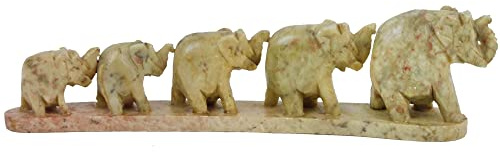 mitienda mit Liebe gemacht Dekofigur Elefanten Familie aus Speckstein, Dekoobjekt aus Stein, Steindeko, 5 Elefanten