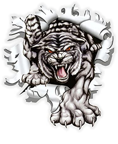 Lustiger Tiger Auto Deko Aufkleber, Asudaro PVC 3D Auto Fenster klammert Aufkleber Tiger In The Bullet Hole Aufkleber Dekorativer Aufkleber für Auto Schlafzimmer Anime lustige,Weiß
