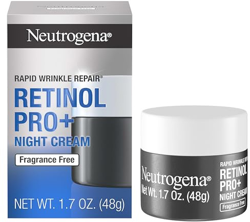 Neutrogena Retinol Pro+ Anti-Wrinkle Night Moisturizer, Rapid Wrinkle Repair, Anti-Aging Face & Neck Cream, Formulated without fragrance, parabens, dyes, & phthalates, Retinol, 1.7 oz
