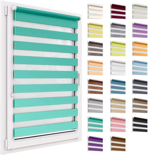 Doppelrollo ohne Bohren, 49x220 cm Stoffgröße, Duo Rollo Klemmfix, Easyfix, lichtdurchlässig und verdunkelnd, Day&Night, Klemmrollo Sonnenschutzrollo Fensterrollo für Fenster & Türen
