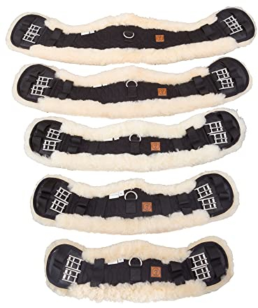 Rohn Moden Lammfell Sattelgurt Mady, Kurzgurt mit anatomischer, konkaver Sichelform für Ellenbogenfreiheit, Mondgurt für Wander-, Dressur- oder Vielseitigkeitssattel, Verschiedene Größen (50 cm)