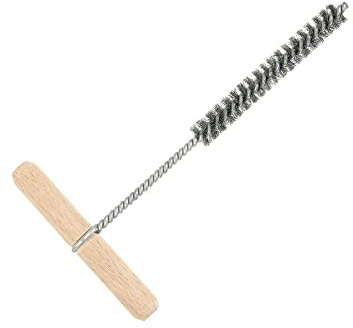 Isolbau Stahl-Bohrlochbürste M8 - Professionelle Rundbürste mit Holzgriff zur Reinigung von Bohrlöchern - 1 Stück