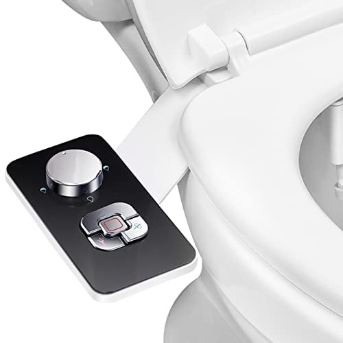Vantency Bidet Toilettes WC - Toilette Japonaise Non Électrique - Bidet Japonaise Double Buses Rétractables Autonettoyantes,Pression d'eau Réglable,Rinçage Doux (Noir)