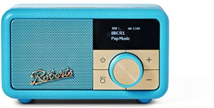 ROBERTS Radio Revival Petite Kompaktes tragbares Radio mit Dab+/FM/Bluetooth, 20 Stunden Akkulaufzeit, AUX-Eingang, passiver Heizkörper, Türkis