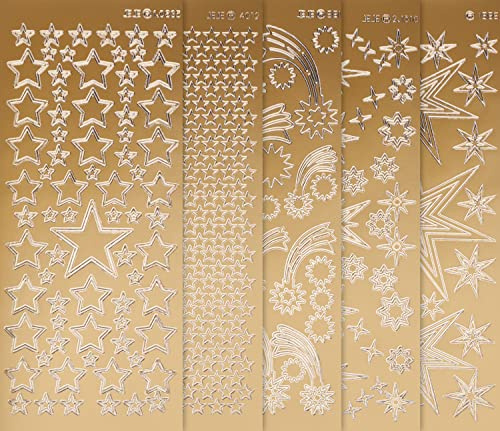 VBS Reliefsticker-Set Sternenzauber 5 Stk. selbstklebend Papier 10x23cm Gold