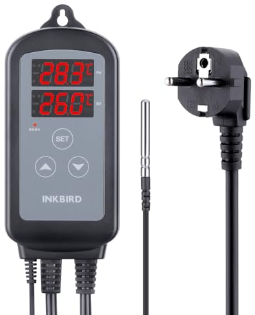 Inkbird ITC-2T Termostato Digital con Sonda,Controlador de Temperatura Doble Rele para Calefaccion,Temporizador de Ciclo,Función Alarma,Control del termostato para Calentador Acuario,Terrario,Reptiles