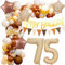 Retro 75 Geburtstag Deko,Geburtstagsdeko 75. Ballon Girlande, 75. Luftballons Retro Braun Deko,Deko 75. Geburtstag Luftballon Beige Girlande,75 Geburtstag Frauen Männer Kaffee Ballon Arch