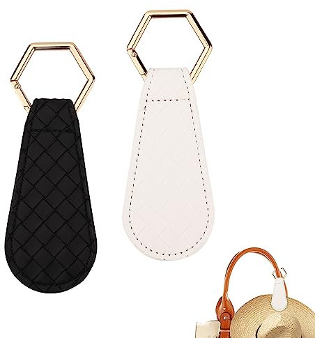 LUTER 2PCS Magnetic Hat Clips for Travel, Leather Magnetic Hat Clip for Bag Hat Holder Clip for Hanging Hats on The Handbag Luggage Tote Bag Lightweight and Non-Marking (Black, White)
