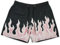 BOOMLEMON Herren Basketball Shorts Casual Workout Athletic Shorts Mesh Flamme Grafik Print Laufen Kurze Hosen, Pink Flame Black, Klein