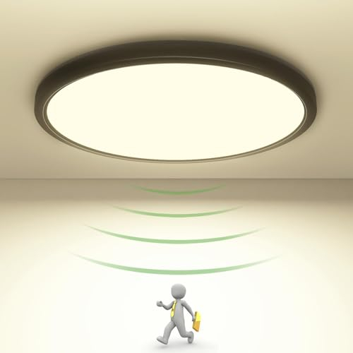 Zemty LED Deckenleuchte Mit Radar Bewegungssensor 19W 4000K, Flache Lampe Innen, 22cm 1800LM Runde IP44 Wandleuchte für Balkon Keller Flur Garage